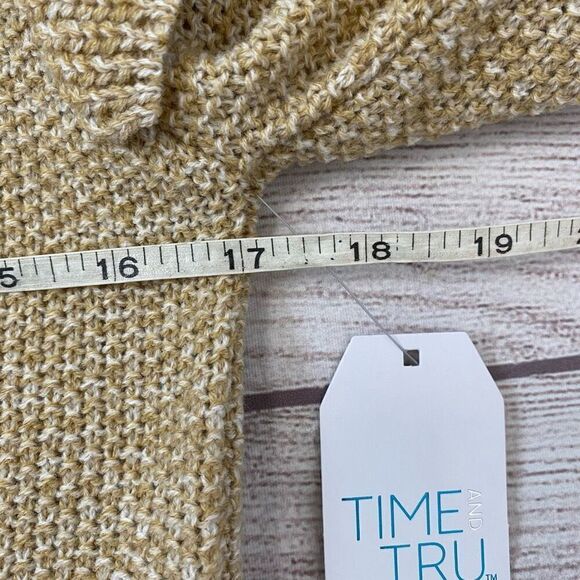 Time and Tru flutter sleeve women’s XS 0-2 NWT Longsleeve Crewneck tan sweater - Picture 9 of 11